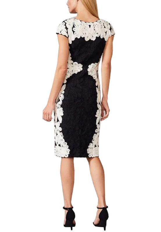 Dark Navy and White Nori Tapework Lace Midi Dress