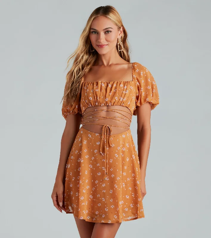 Picking Daisies Chiffon Strappy Skater Dress