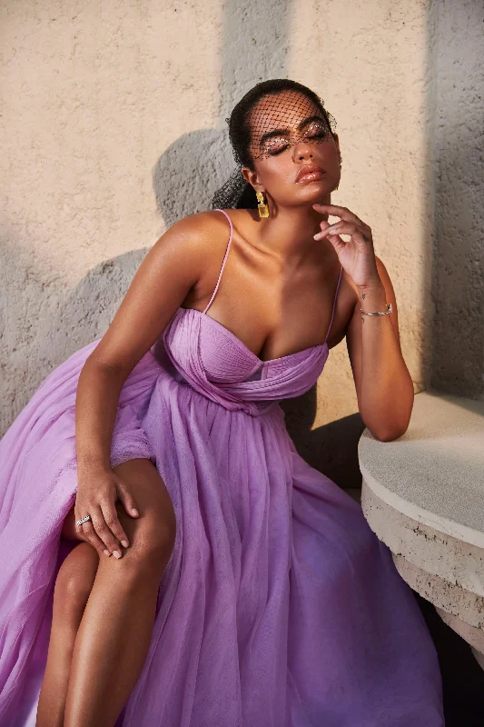 Eva Lavender Chiffon Corset Gown