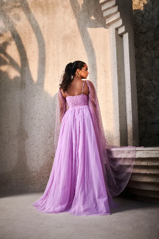 Eva Lavender Chiffon Corset Gown