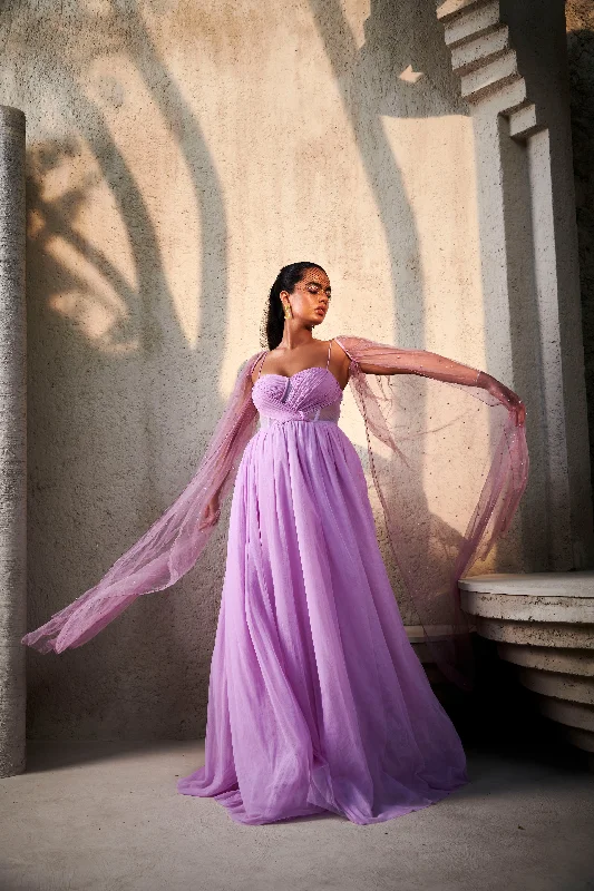 Eva Lavender Chiffon Corset Gown