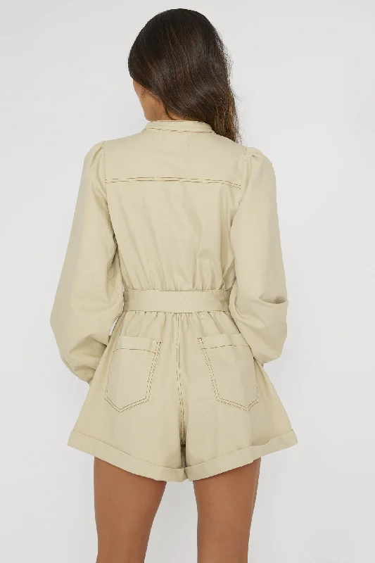 Real World Zip Front Romper Butter