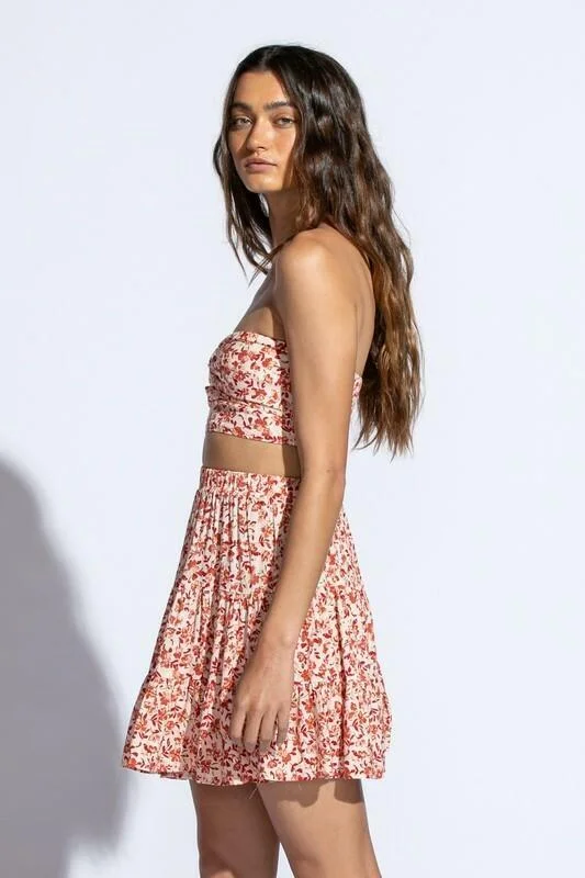 Rebecca Red Floral Two Piece Dress Set