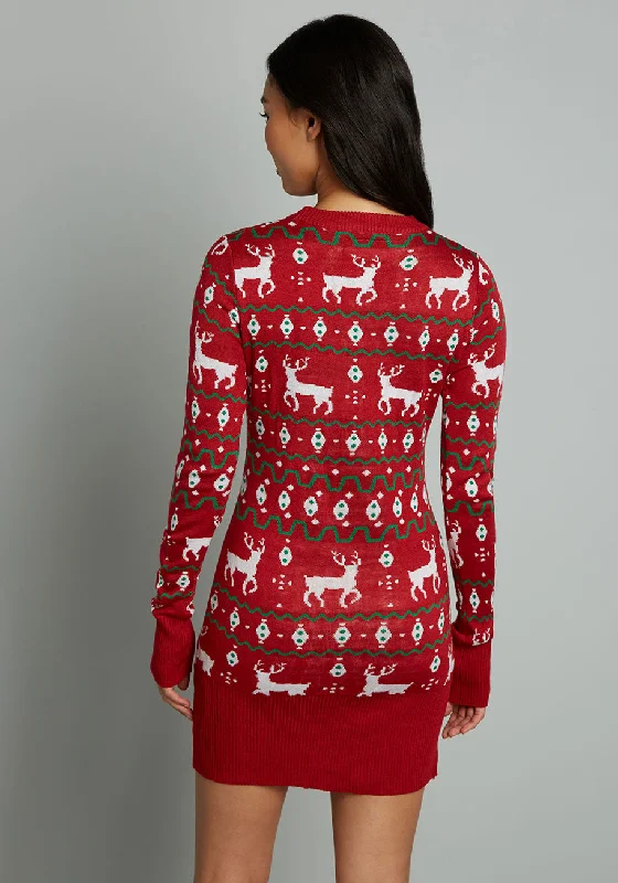 Reindeer On Parade Sweater Dress