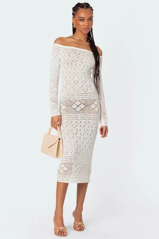 Lily Crochet Off Shoulder Midi Dress