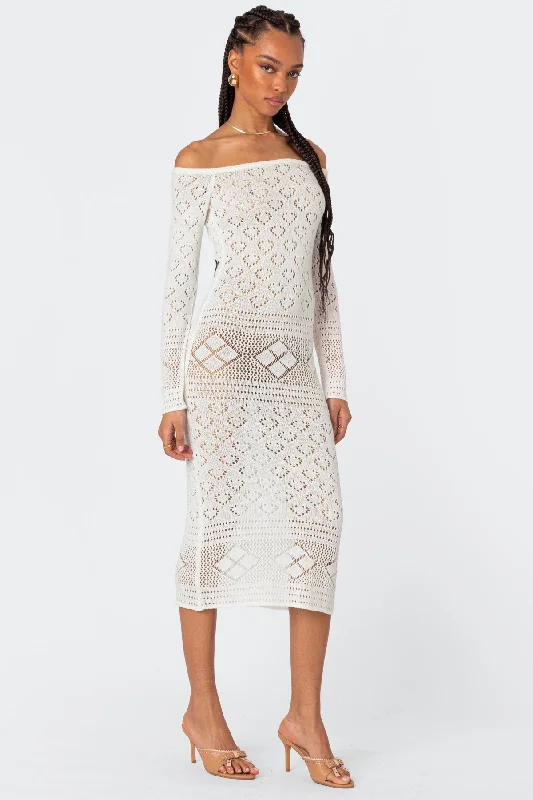 Lily Crochet Off Shoulder Midi Dress