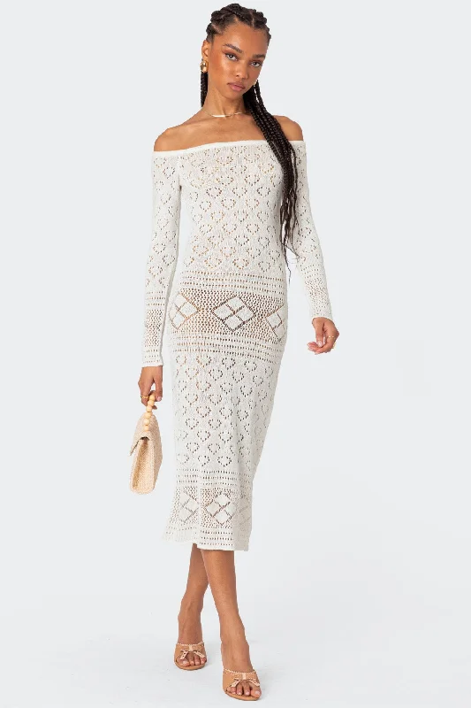 Lily Crochet Off Shoulder Midi Dress