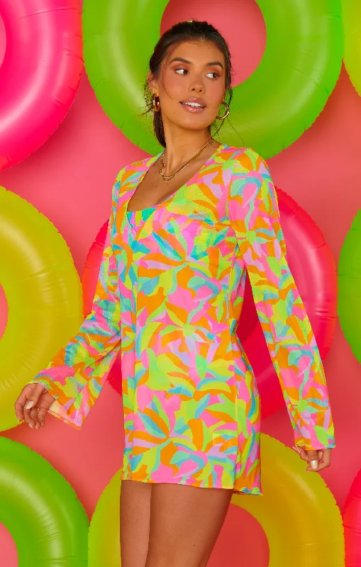 Santos Mini Cover Up ~ Neon Tropics