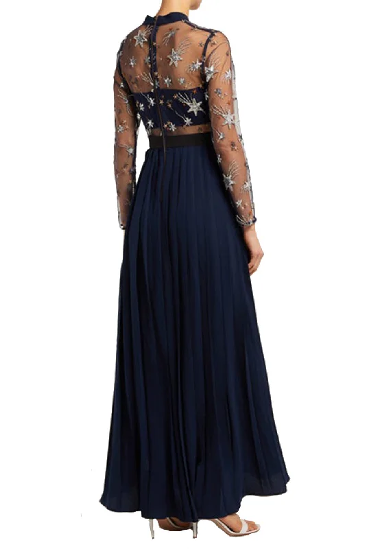 Navy Star Tulle Embellished Gown (UK 8)