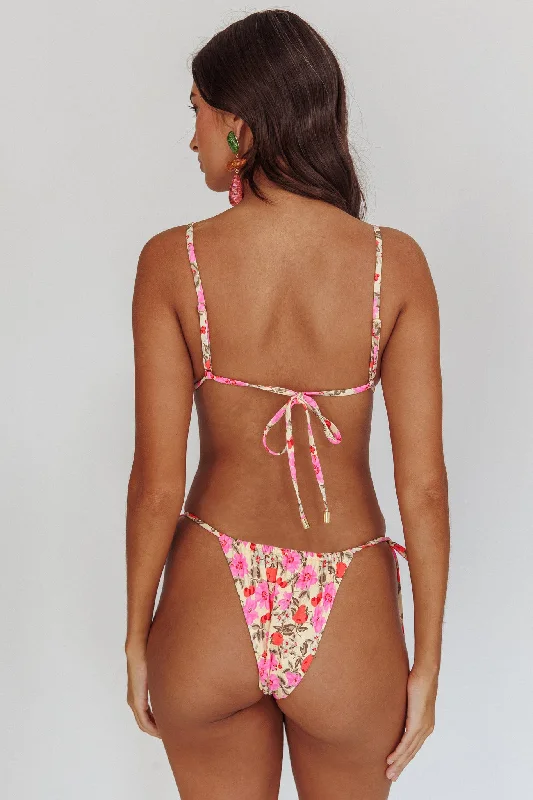 Sovereign Triangle String Bikini Top Yellow Floral