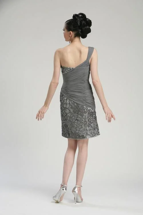 Sue Wong - N3330 One Shoulder Sequined Sheath Dress