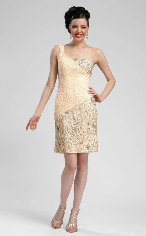 Sue Wong - N3330 One Shoulder Sequined Sheath Dress