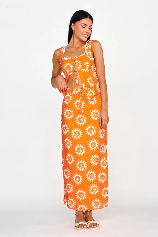 Sun Days Midi Skirt Sun Orange