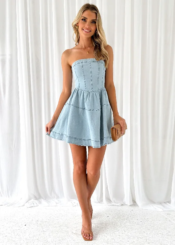 Trenya Denim Dress - Light Blue