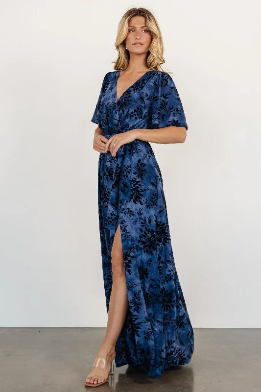 Uma Velvet Maxi Dress | Navy