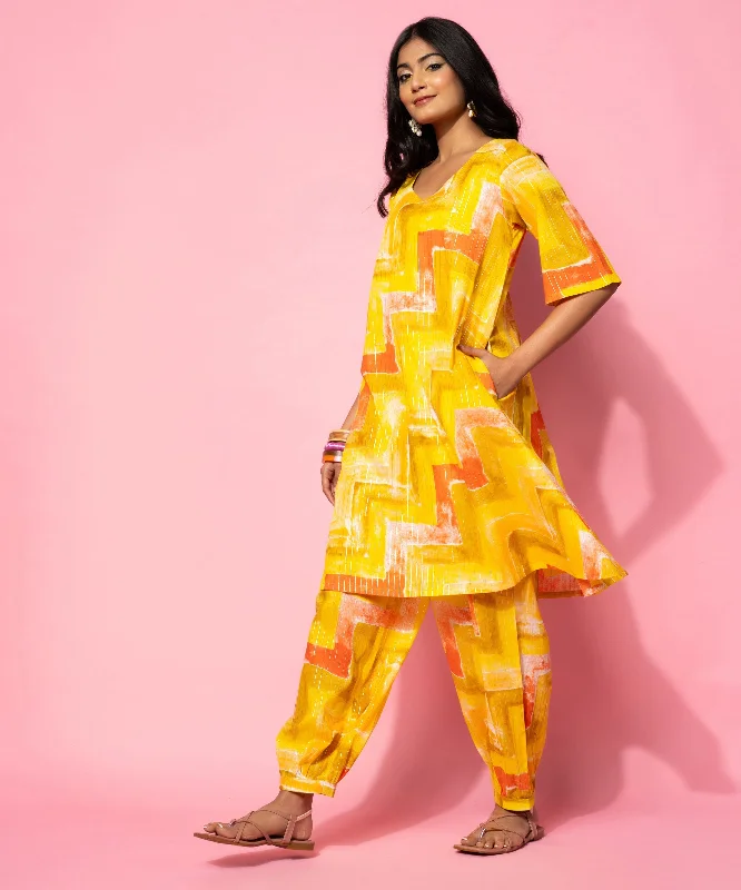 Yellow Printed Cotton Co-Ords