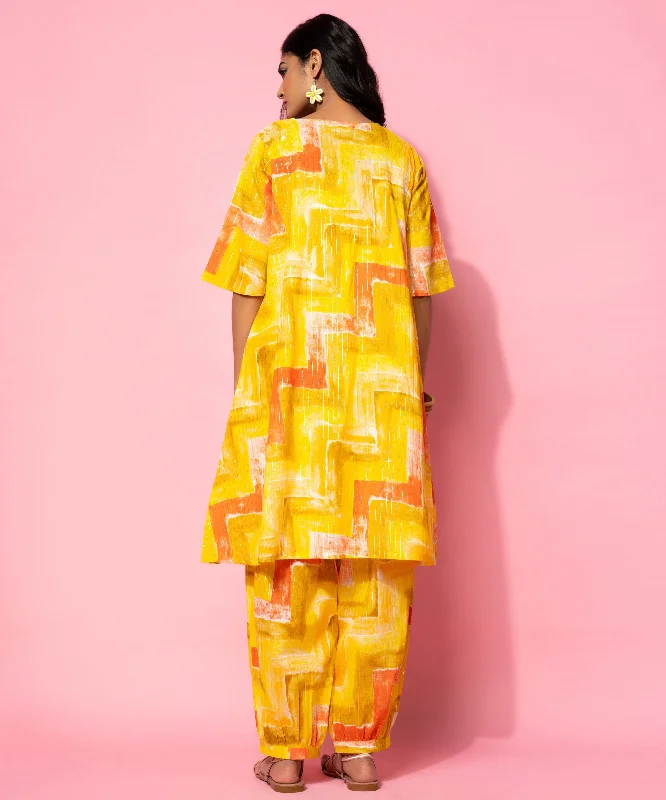 Yellow Printed Cotton Co-Ords