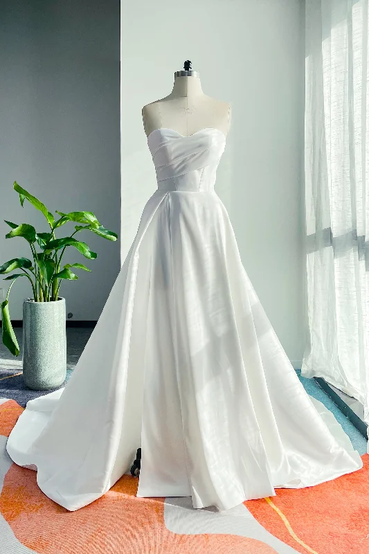 A-Line Court Train Mikado Wedding Dress CW3124