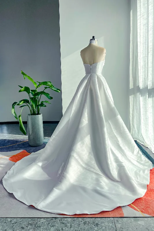 A-Line Court Train Mikado Wedding Dress CW3124