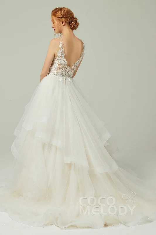 A-Line Court Train Tulle Wedding Dress CW2179