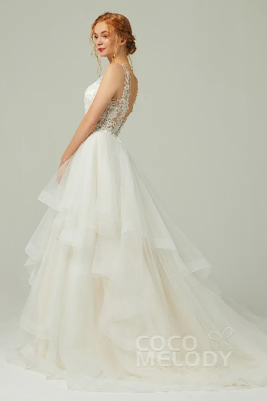 A-Line Court Train Tulle Wedding Dress CW2179