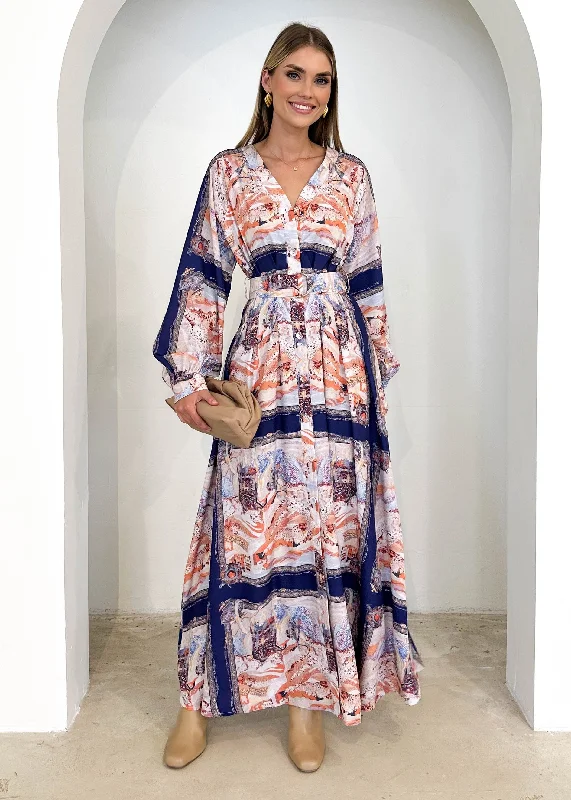 Amalie Maxi Dress - Navy Abstract