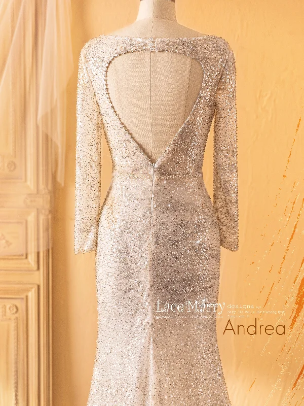 ANDREA / Long Sleeve Sparkling Sequin Wedding Dress