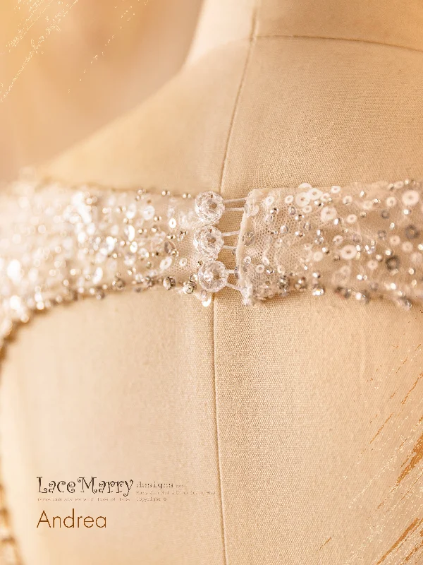 ANDREA / Long Sleeve Sparkling Sequin Wedding Dress