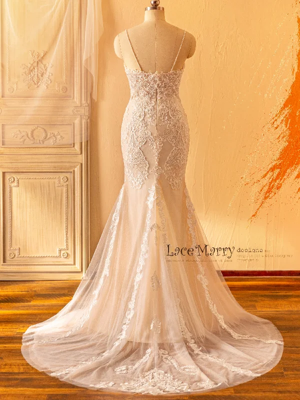 ARIA / Amazing Wedding Dress with Swirl Appliques