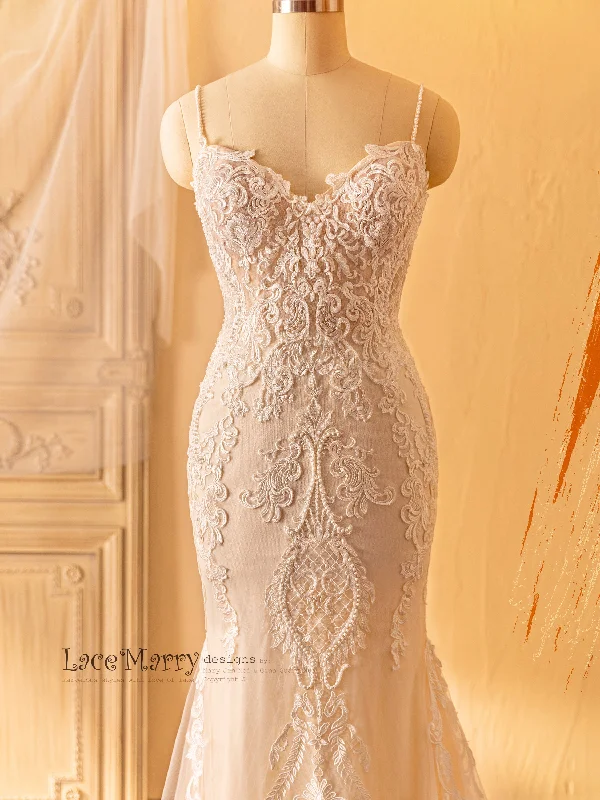 ARIA / Amazing Wedding Dress with Swirl Appliques