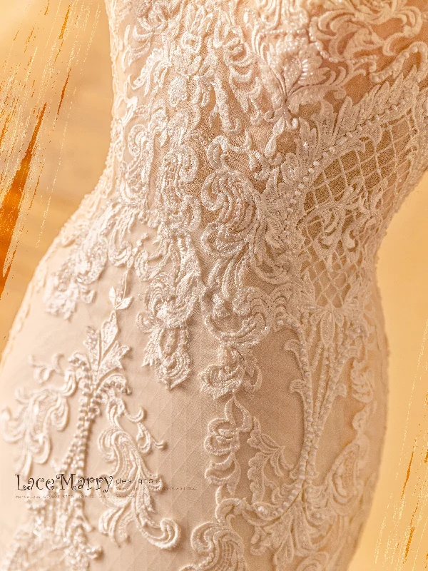 ARIA / Amazing Wedding Dress with Swirl Appliques