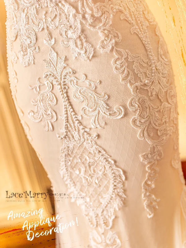 ARIA / Amazing Wedding Dress with Swirl Appliques