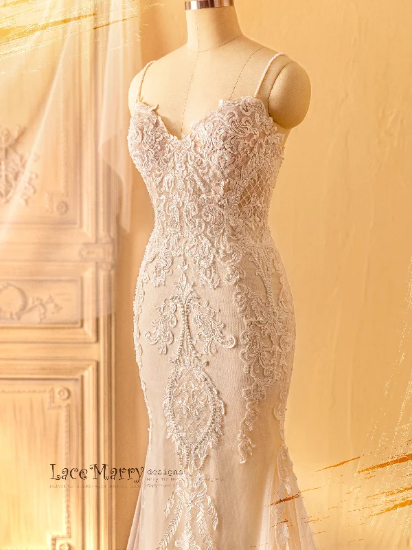 ARIA / Amazing Wedding Dress with Swirl Appliques