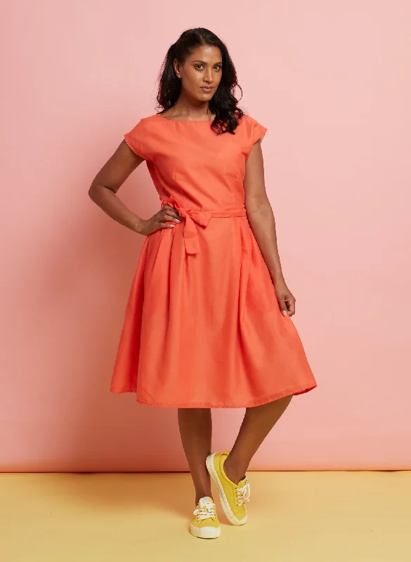 Beatrice Dress - Coral Cotton