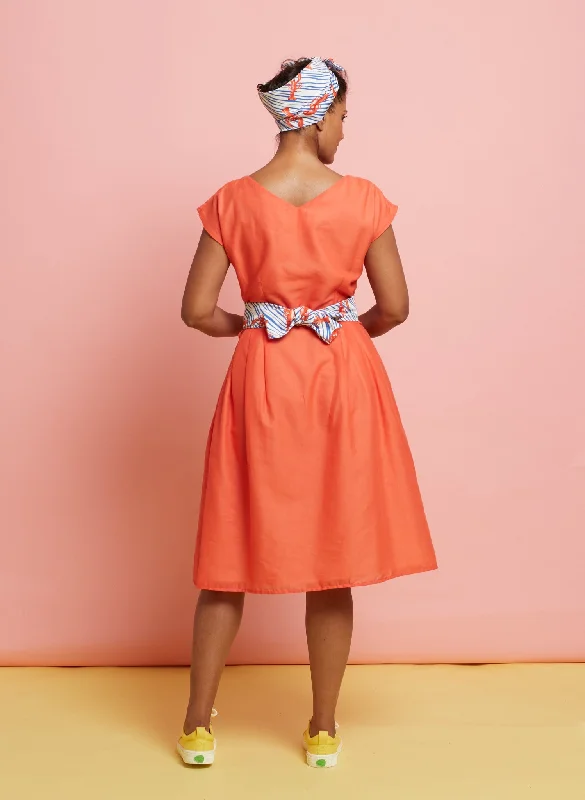 Beatrice Dress - Coral Cotton