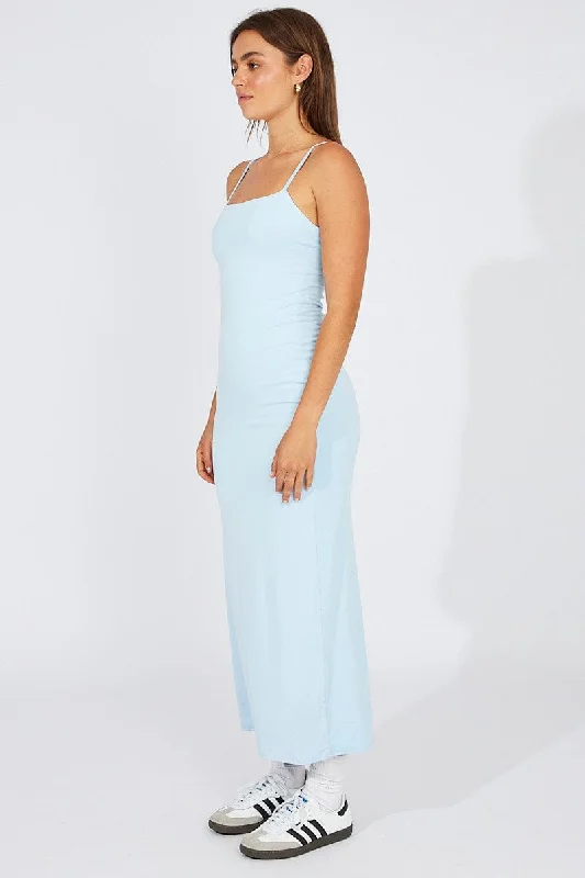 Blue Supersoft Slim Fit Maxi Dress