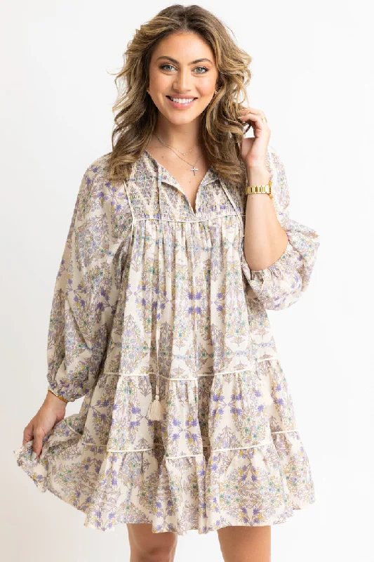 Boho Floral Tier Short Dress