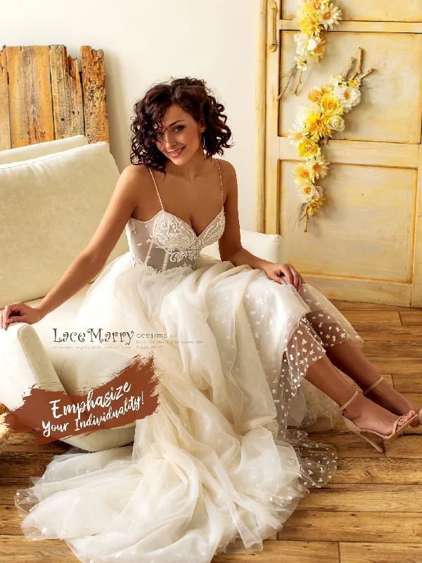 Bustier Bodice Wedding Dress with Extra Thin Straps