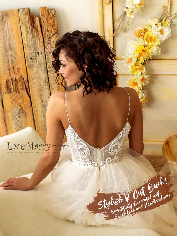 Bustier Bodice Wedding Dress with Extra Thin Straps