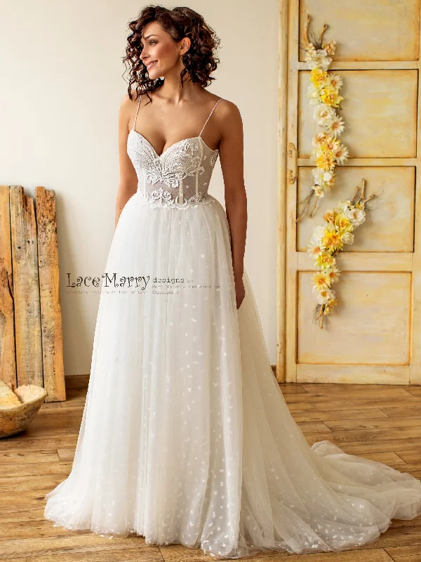 Bustier Bodice Wedding Dress with Extra Thin Straps