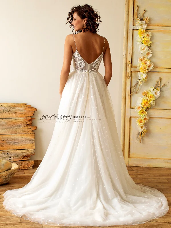 Bustier Bodice Wedding Dress with Extra Thin Straps