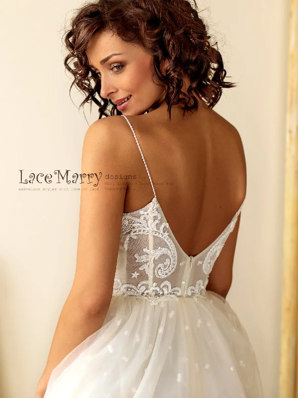 Bustier Bodice Wedding Dress with Extra Thin Straps