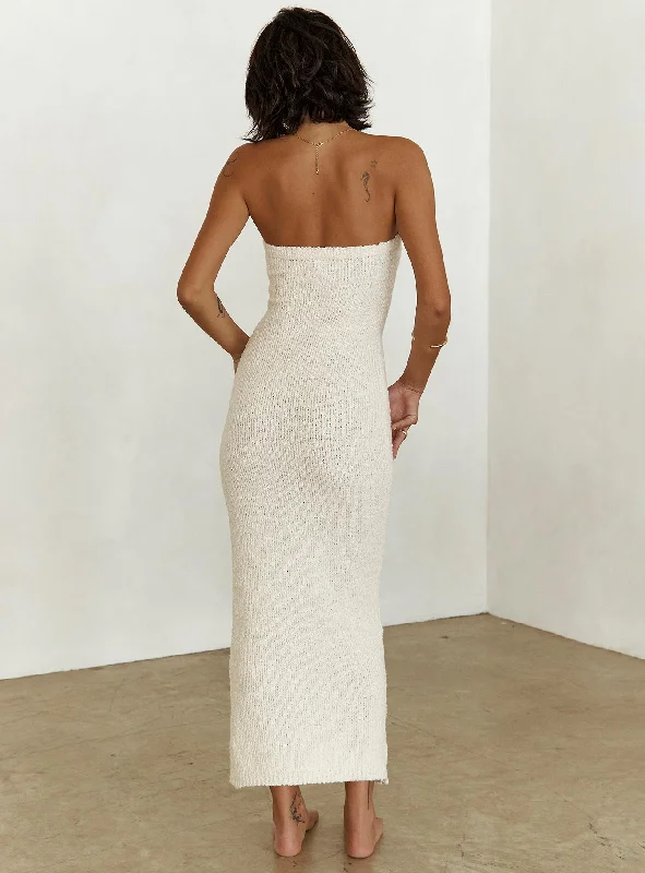 Cloud Strapless Boucle Maxi Dress Cream