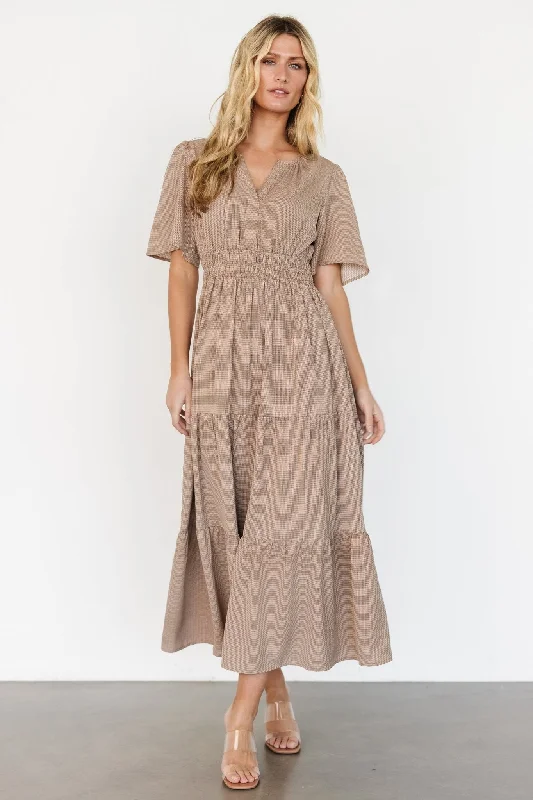 Danielle Tiered Maxi Dress | Brown Print