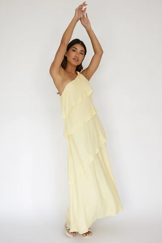 Delwyn One-Shoulder Maxi Dress Yellow