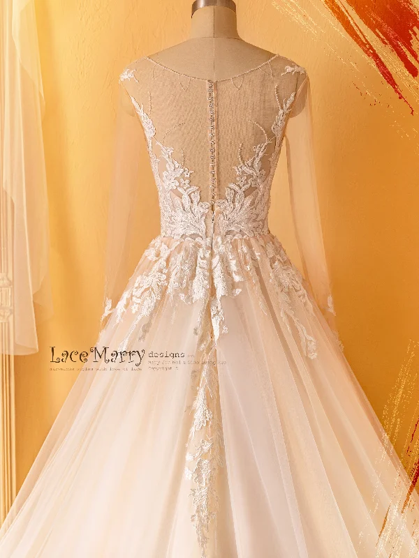 DENA / A Line Wedding Dress with Long Sleeves