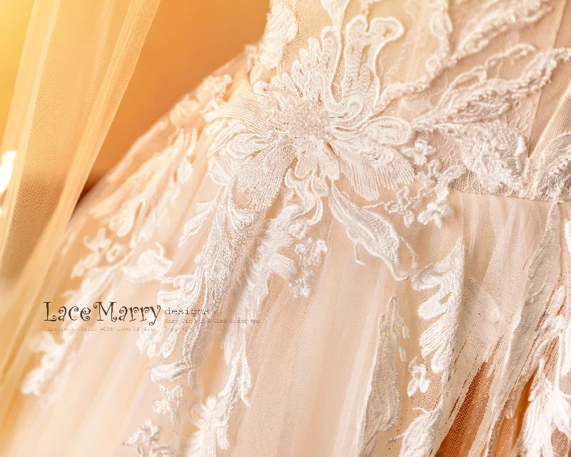 DENA / A Line Wedding Dress with Long Sleeves