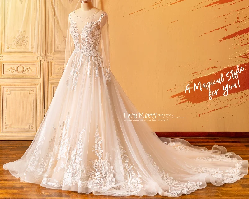 DENA / A Line Wedding Dress with Long Sleeves