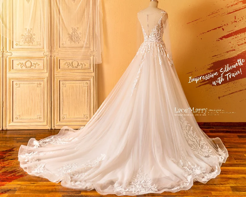 DENA / A Line Wedding Dress with Long Sleeves