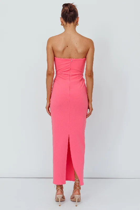 Deonne Twist Waist Midi Dress Pink